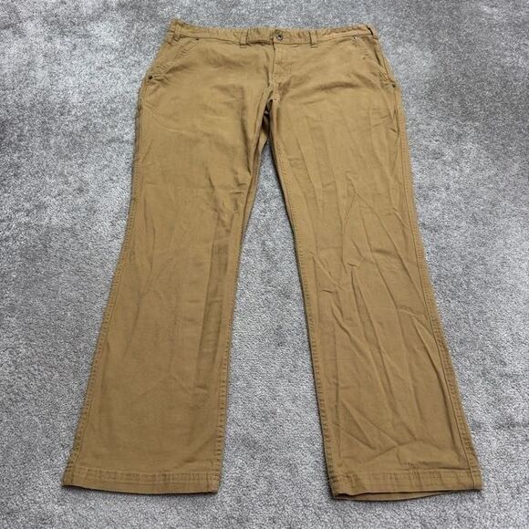 Eddie Bauer Classic Fit Carpenter Pants Mens 42x34 Tan Brown Canvas Utility Work - Picture 1 of 16